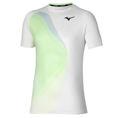 Camisa Mizuno Release Shadow Estampados Tee Hombre Blancos - Chile M405LWNSBX